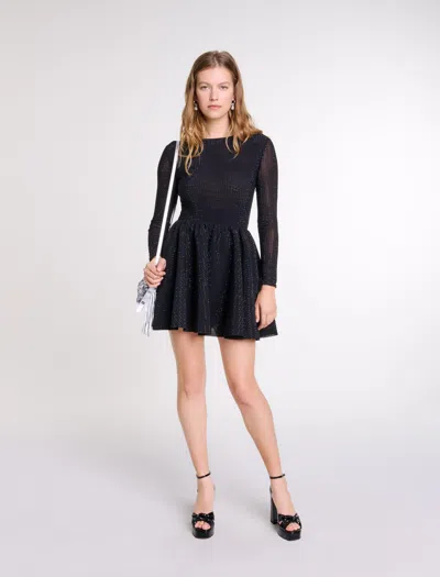 Maje Rhinestone Maxi Dress In Black