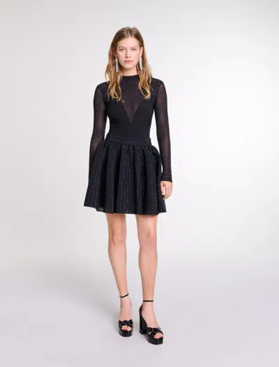 Maje Short Full Rhinestone Skirt In Black