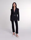 Maje Belted Suit Jacket In Black