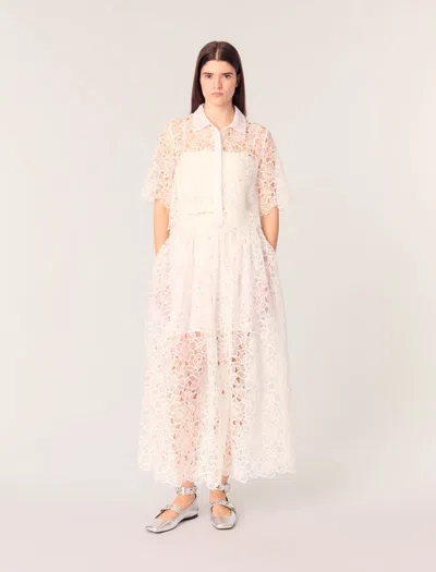 MAJE CROPPED FLORAL GUIPURE SHIRT