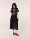 Maje Cropped Leather Jacket In Black