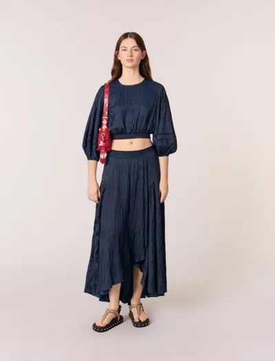 MAJE SATIN-EFFECT MAXI SKIRT