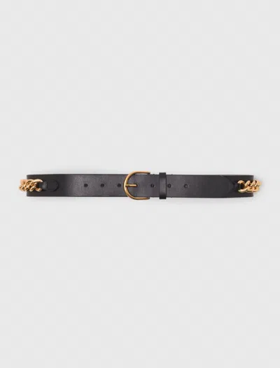 MAJE LEATHER BELT WITH CHAIN DETAILS