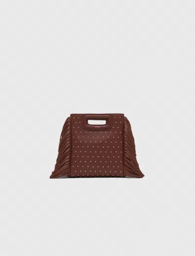 Maje Woman's Polyester Leather M Mini Bag With Studs For Fall/winter In Brown