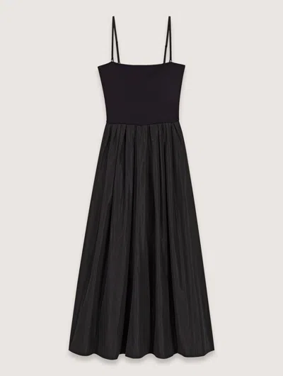 Maje Strapless Mesh And Taffeta Dress In Black