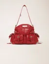 Maje Miss M Mini Cargo Leather Bag In Red