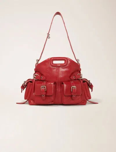 Maje Miss M Mini Cargo Leather Bag In Red