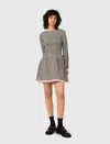 Maje Woman's Polyester Patterned Pleated Dress For Fall/winter In Sand