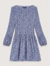 Maje Patterned Pleated Dress In Blue Bandana Print