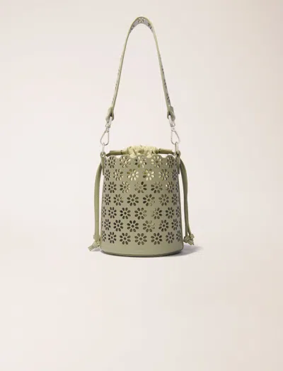 MAJE PERFORATED LEATHER BUCKET BAG