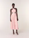 Maje Riconil Pleated Midi Dress In Pink