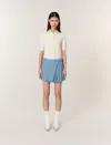 Maje Woman's Polyester Pleated Tweed Skort For Spring/summer In Blue