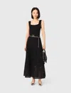 Maje Woman's Polyester Rhinestone Knit Maxi Dress For Spring/summer In Black