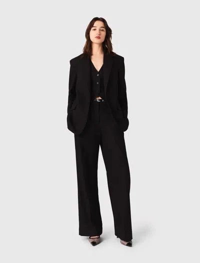 Maje Woman's Polyester Rhinestone Suit Jacket For Fall/winter In Black