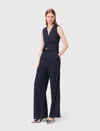 Maje Rhinestone Suit Trousers With Pleats In Blue