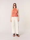 Maje Leville Pleated Peplum Top In Terracota