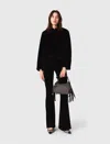Maje Stretch Velour Trousers In Black