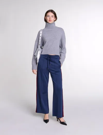Maje Striped Trousers In Navy