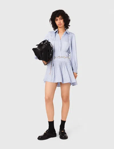 Maje Studded Flowing Shirt Dress In Blue