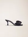 Maje Textile Mules With Satin Flower In Black