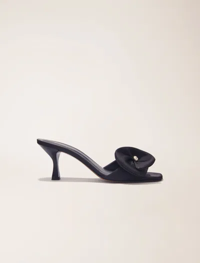 MAJE TEXTILE MULES WITH SATIN FLOWER