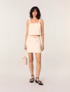 Maje Woman's Polyester Tweed-effect Knitted Skirt For Spring/summer In Ecru