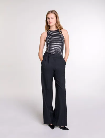 Maje Wide-leg Suit Trousers In Black