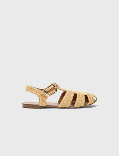 Maje Woven Buckle Sandals In Brown