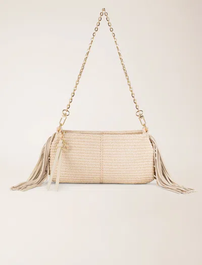 Maje Miss M Raffia-look Clutch Bag In Beige