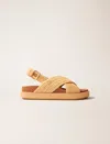 Maje Raffia-effect Flat Sandals In Beige
