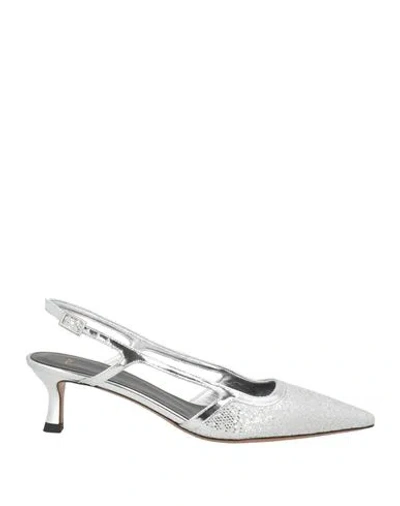 Maje Glittered Mirrored-leather Pumps In Silver