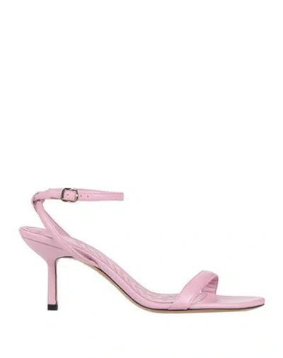 Maje Woman Sandals Antique Rose Size 11 Leather In Pink