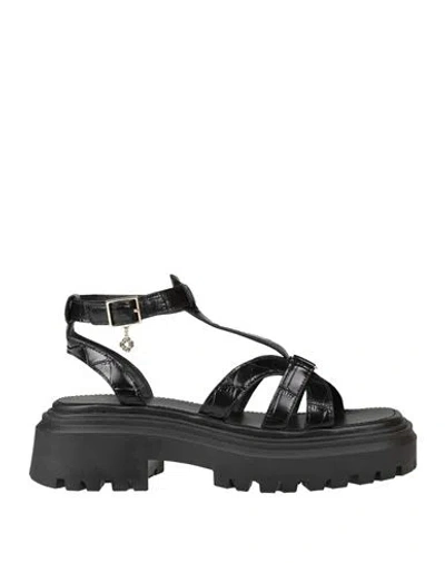 Maje Woman Sandals Black Size 8 Textile Fibers