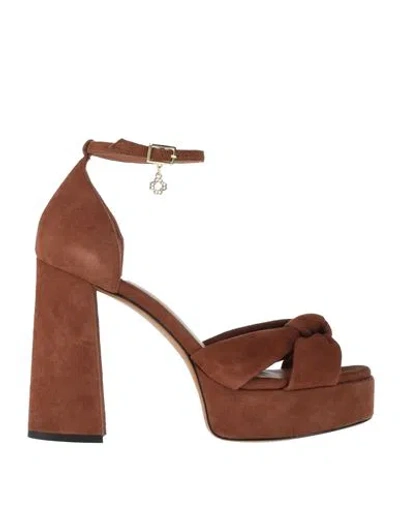 Maje Woman Sandals Brown Size 7 Leather
