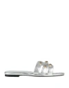Maje Filo Stud-embellished Metallic Mules In Silver