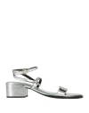 Maje Woman Sandals Silver Size 8 Leather In Silver