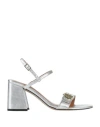 Maje Woman Sandals Silver Size 8 Leather In Silver
