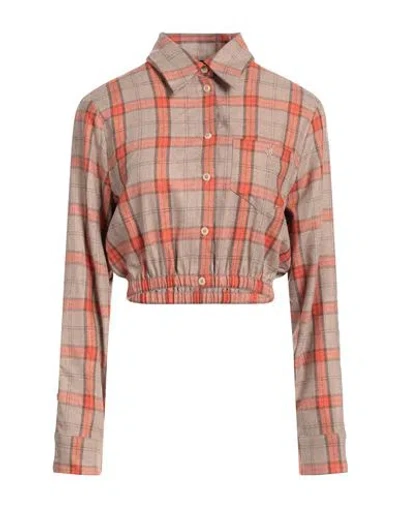 Maje Woman Shirt Orange Size 3 Polyester, Viscose, Wool, Silk
