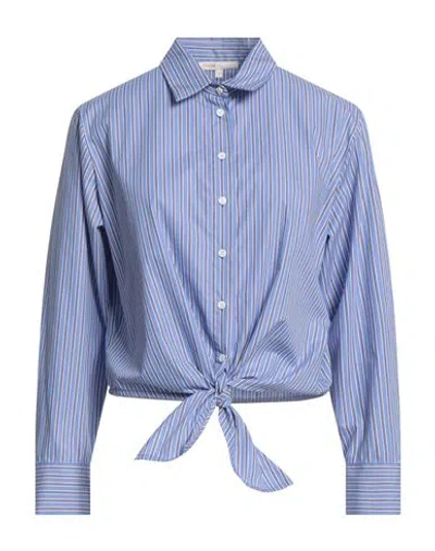 Maje Woman Shirt Sky Blue Size 3 Cotton