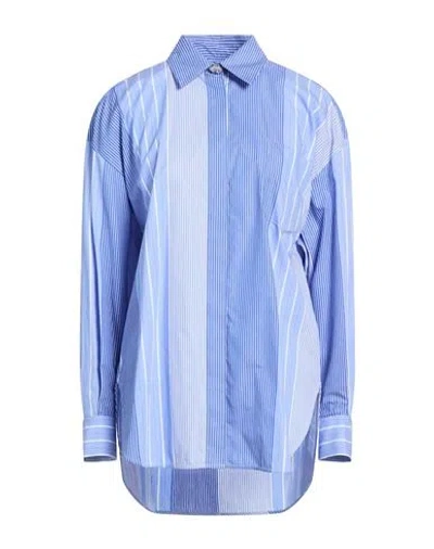 Maje Woman Shirt Sky Blue Size 3 Cotton