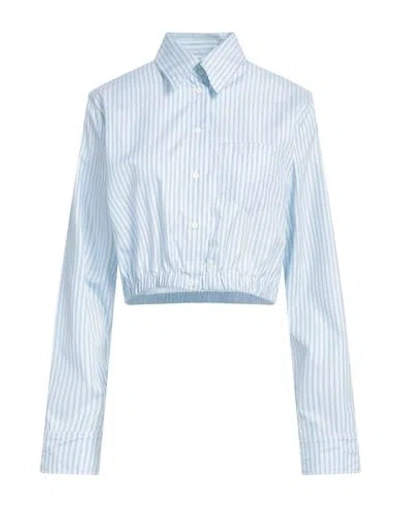 Maje Woman Shirt Sky Blue Size 3 Cotton