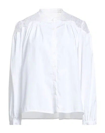 Maje Woman Shirt White Size 3 Cotton, Polyamide