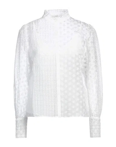 Maje Woman Shirt White Size 3 Cotton, Polyester, Polyamide
