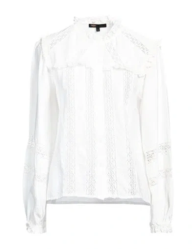 Maje Woman Shirt White Size 3 Viscose, Polyamide