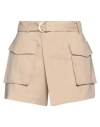 Maje Woman Shorts & Bermuda Shorts Beige Size 10 Linen, Viscose, Elastane, Polyester In Beige