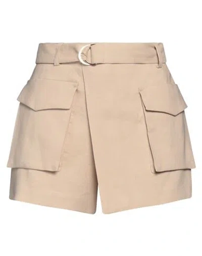Maje Woman Shorts & Bermuda Shorts Beige Size 10 Linen, Viscose, Elastane, Polyester