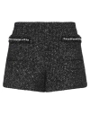 Maje Bead-embellished Metallic Tweed Shorts In Black