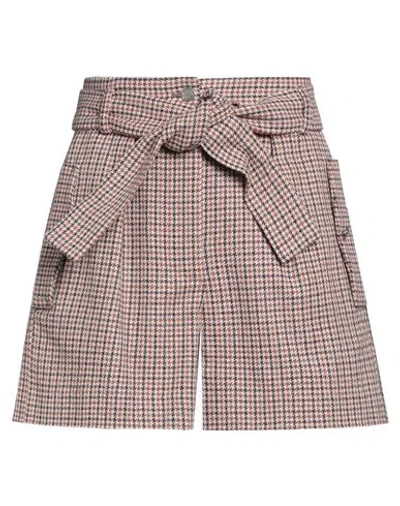 Maje Woman Shorts & Bermuda Shorts Camel Size 8 Cotton, Wool, Polyester, Polyamide, Viscose In Beige