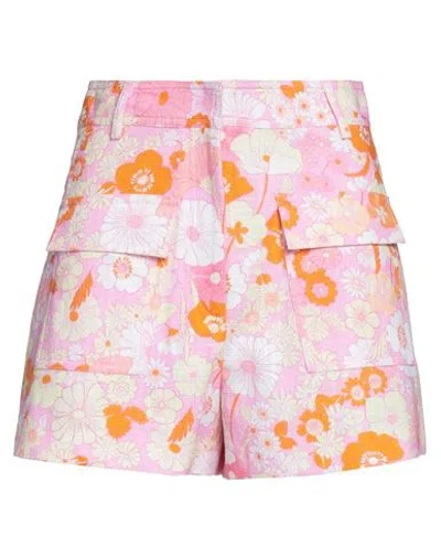 Maje Floral-print Cotton-canvas Shorts In Pink