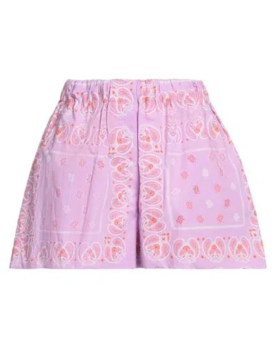 Maje Woman Shorts & Bermuda Shorts Purple Size 6 Cotton